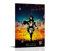 Poster d'art Attack on Titan Role Mikasa Ackerman Fan Art Peinture décorative sur toile Art mural pour salon, chambre à coucher, 50 x 75 cm