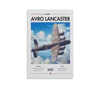 Poster d'art aviation avion chasseur Avro Lancaster 1 œuvre d'art imprimé sur toile Décoration d'intérieur 50 x 75 cm