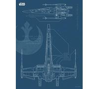 Poster d'Art Mural, 30cm x 40cm, Star Wars Blueprint X Wing