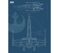Poster d'Art Mural, 40cm x 50cm, Star Wars Blueprint X Wing
