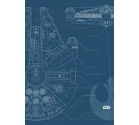 Komar Poster d'Art Mural, 50cm x 70cm, Star Wars Blueprint Falcon