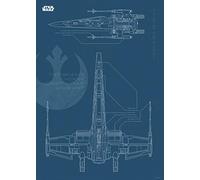 Komar Poster d'Art Mural, 50cm x 70cm, Star Wars Blueprint X Wing