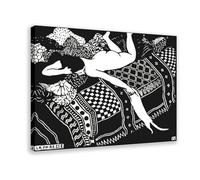 Poster d'art mural sur toile représentant le chat Felix Vallotton Lady Bed Laziness La Paresse Noir Blanc 30,5 x 45,7 cm