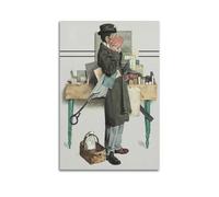 Poster d'art Norman Rockwell (homme avec nez dans un livre) - Impression sur toile - Décoration murale moderne - 40 x 60 cm