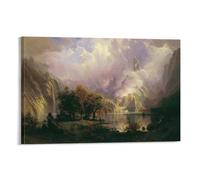 Poster d'art paysage de montagne rocheuse par Albert Bierstadt - Impression sur toile - Décoration d'intérieur - 60 x 90 cm