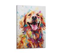 Poster d'art visuel animal peinture à l'huile Golden Retriever Peinture décorative sur toile 30 x 45 cm