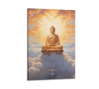 Poster d'art zen Bouddha Amitabha décoratif sur toile 40 x 60 cm