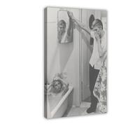 Poster David Bowie noir et blanc sur toile pour décoration de chambre à coucher, bureau, chambre, cadeau (50 x 75 cm)