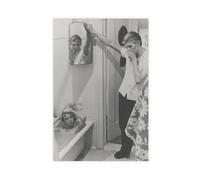 Poster David Bowie noir et blanc sur toile pour décoration de chambre à coucher, bureau, chambre, cadeau (60 x 90 cm)