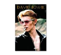 Poster David Bowie - Portrait emblématique des années 70 avec lunettes de soleil - Musique murale grand format - 61 × 91,5 cm - Impression rétro Rock Art pour les fans