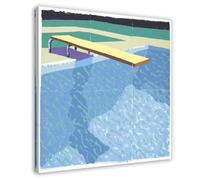 Poster David Hockney - Sprungbrett Mit Schatten (piscine en papier 14) - Poster sur toile - Décoration murale pour salon, chambre à coucher, style cadre, 70 x 70 cm