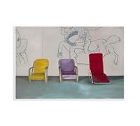 Poster David Hockney - Trois chaises avec une section d'un Picasso - Poster mural sur toile pour décoration de chambre à coucher, bureau, chambre, cadeau sans cadre, 40 x 60 cm