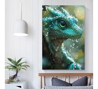 Poster de bébé dragon vert, art mural, peinture sur toile, affiches, œuvres d'art, décoration de chambre, cadeaux pour enfants, 40 x 60 cm
