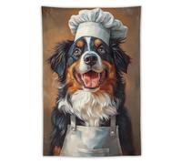 Poster de berger australien dans un chapeau de chef _ Poster d'animal de compagnie _ Berger australien dans un tablier Impression _ Art mural drôle de chien _ Portrait _ Poster de cuisine Chien -1_3