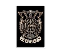 Poster de bouclier Viking Vegvisir - Art mural à offrir à un ami pour chambre à coucher, salon - Décoration murale moderne et esthétique sur toile - Affiches murales et images d'art imprimées pour la