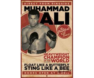 Poster de boxe Muhammad Ali - Vintage Sport Boxe - Dimensions : 61 x 91,5 cm + 1 poster de 61 x 91,5 cm