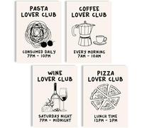 Poster de café pour la cuisine, design vintage, pour salon, cuisine, 4 x A4, sans cadre