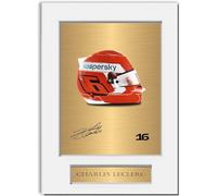 Poster de Charles Leclerc 2022 avec support photo dédicacée du casque A4 pour les fans de course