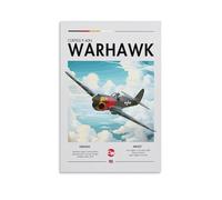 Poster de chasseur d'avion P-40N - Décoration murale - Impression sur toile - 60 x 90 cm