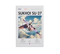 Poster de chasseur d'avion Sukhoi SU-27 - Impression sur toile moderne - 30 x 45 cm
