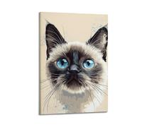 Poster de chat regardant vers le haut et regardant un animal - Décoration murale moderne sur toile - 20 x 30 cm - Style cadre
