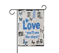 Poster de collage bleu et blanc pour décoration de terrasse 30,5 x 45,7 cm double face