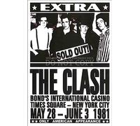 Poster de concert The Clash 28,9 x 43,2 cm - Le légendaire casino de Bond's 1981 - NYC - Times Square - Joe Strummer - Live In America - Icônes punk rock - Impression d'art rare