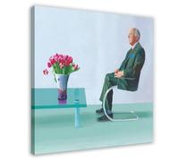 Poster de David Hockney - Portrait de Sir David Webster sur toile pour décoration de chambre à coucher, bureau, chambre, cadeau, style cadre, 40 x 40 cm