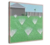 Poster de David Hockney - Une pelouse qui est saupoudrée sur toile, affiche pour décoration de chambre à coucher, bureau, chambre, cadeau, style cadre, 70 x 70 cm
