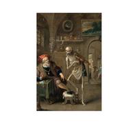 Poster de décoration murale Death And The Miser Frans Francken pour famille, bar, restaurant, garage, café, cadeau sans cadre, 30 x 45 cm