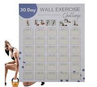 Poster de défi d'exercice de 30 jours | Feuille de travail pour le défi de fitness à domicile - Poster mural vierge pour jeunes, femmes, adolescents et hommes