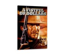 Poster de film occidental « A Fistful of Dollars » - Décoration murale de Clint Eastwood - Affiche de cinéma vintage - Décoration d'intérieur - Cadeau souvenir - 30,5 x 45,7 cm - Encadré