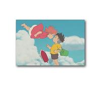 Poster de film Ponyo on The Cliff pour chambre - Œuvre d'art esthétique sur toile - Décoration murale moderne - 40 x 60 cm