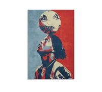 Poster de football Ronaldinho - Impression sur toile - Décoration murale - 30 x 45 cm