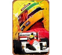 Poster de Formule 1 Alternative Ayrton Senna Legend F1 en métal 20 x 30 cm - Décoration murale rétro pour bar, café, restaurant