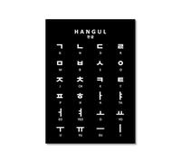 Poster de guide de prononciation de base coréen Hangul - Art mural éducatif - Impression sur toile - Peinture sur toile pour chambre d'enfant - Décoration de salle de classe (SKU2, 40 x 60 cm), sans