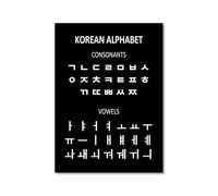 Poster de guide de prononciation de base coréen Hangul - Art mural éducatif - Impression sur toile - Peinture sur toile pour chambre d'enfant - Décoration de salle de classe (SKU6, 20 x 30 cm), sans