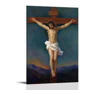 Poster de Jésus Christ sur la Croix - Peinture décorative sur toile - Pour salon, chambre à coucher - Impression d'art mural moderne - Décoration de chambre familiale - 30 x 45 cm