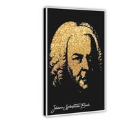 Poster de Johann Sebastian Bach - Impression sur toile portrait - Décoration pour chambre à coucher, bureau, chambre - Cadeau - 50 x 75 cm