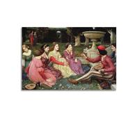Poster de John William Waterhouse A Tale from The Decameron - Impression sur toile - Décoration d'intérieur - 50 x 75 cm