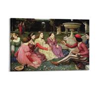 Poster de John William Waterhouse A Tale from The Decameron - Impression sur toile - Décoration d'intérieur - 20 x 30 cm