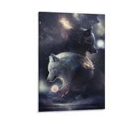 Poster de la mythologie grecque nordique Skoll et Hati - Poster mural à suspendre - Décoration familiale (40 x 60 cm)