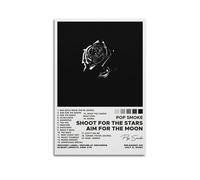 Poster de l'album Shoot For The Stars Aim For The Moon de Pop Smoke - Décoration murale décorative - Toile vintage pour salon, chambre à coucher - 50 x 75 cm - Style sans cadre