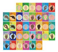 Poster de l'alphabet ASL pour enfants, 36 langues des signes américaines, tableau d'art mural pour chambre d'enfant, décoration de salle de classe, fournitures de maternelle/primaire/école à domicile