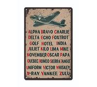 Poster de l'alphabet Phonetic Pilot Code - 20,3 x 30,5 cm - Décoration murale militaire rétro - Cadeau pour homme - Grotte, garage, bar, école