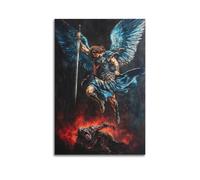 Poster de l'archange Saint Michel - Bataille ardente - Impression sur toile - Décoration murale moderne pour chambre à coucher - 30 x 45 cm