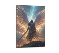 Poster de l'archange Saint Michel - Forme céleste radieuse - Art mural décoratif sur toile - Décoration murale moderne pour chambre à coucher - 30 x 45 cm