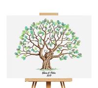 Poster de Livre d'or de Mariage avec Empreintes digitales - Toile d'arbre à Empreintes digitales - Imperméable - Décoration Murale pour Anniversaire de Mariage - 30 x 42 cm