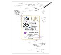 Poster de livre d'or pour 35e anniversaire - Bannière de décoration de centre de table pour femmes ou hommes ayant 35 ans - Alternative au livre d'or - Taille A3 - Panneau souvenir pour vœux