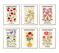 Poster de marché des fleurs,Décoration murale esthétique,Impression artistique,Collage mural,Photos de chambre à coucher,Affiches à l'aquarelle minimaliste, 20.3x25.4 cm, sans cadre)